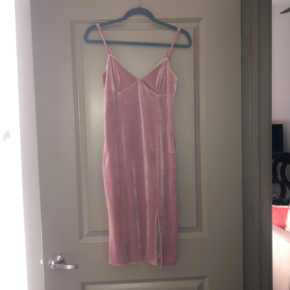 Pink velvet dress